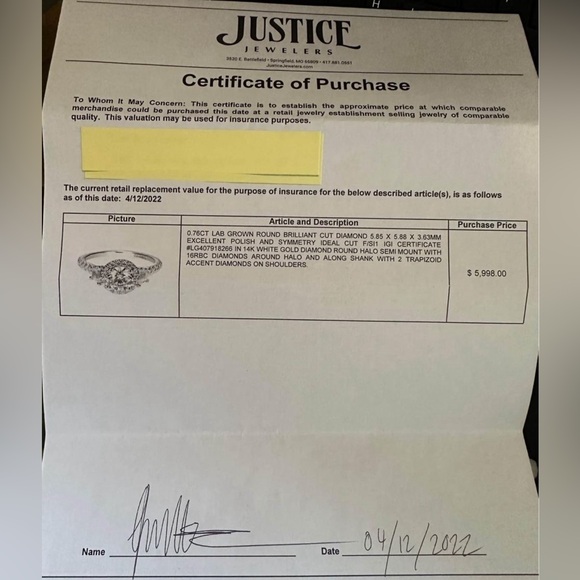 Justice Jewelers Engagement ring size 6 Excellent Condition - Picture 5 of 6